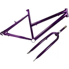 Quadro De Bicicleta Feminino Aro 26 + Garfo Violeta Foto  mini 1