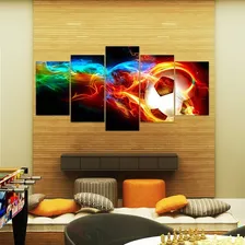 Quadro Decorativo 115x60 Sala Quarto Arte Bola Futebol Fogo Foto mini  2