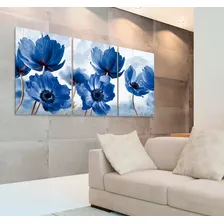 Quadro Decorativo 122x60 Sala Quarto Abstrato Flor Azul Foto mini 4
