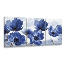 Quadro Decorativo 122x60 Sala Quarto Abstrato Flor Azul Foto mini 1