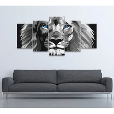 Quadro Decorativo 129x63 Quarto Leão Luxo P & B Olhos Azuis Foto mini 2