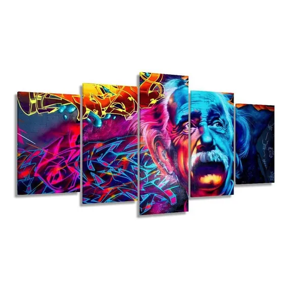 Quadro Decorativo 129x63 Sala Arte De Rua Albert Einstein Foto 1