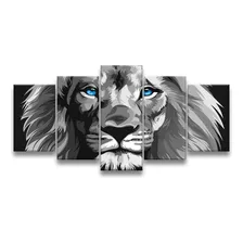 Quadro Decorativo 129x63 Sala Leão Luxo P & B Olhos Azuis Foto mini 4