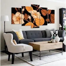 Quadro Decorativo 129x63 Sala Quarto Arte Flores Douradas Foto mini 2