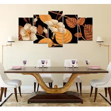 Quadro Decorativo 129x63 Sala Quarto Arte Flores Douradas Foto mini 4