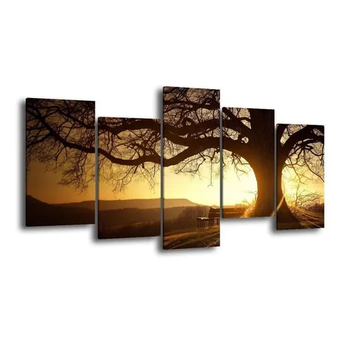 Quadro Decorativo 129x63 Sala Quarto Árvore Sol Paisagem Foto 1
