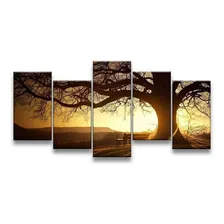 Quadro Decorativo 129x63 Sala Quarto Árvore Sol Paisagem Foto mini 3