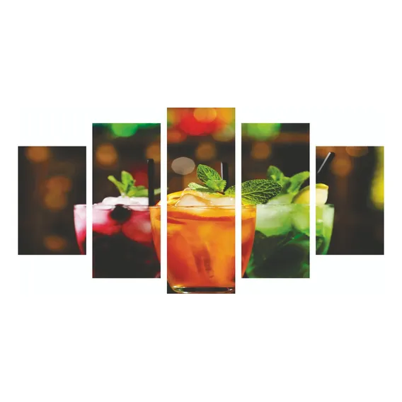 Quadro Decorativo 5 Partes Mosaico Drinks Foto 1