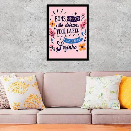 Quadro Decorativo Amigos E Coisas Estúpidas 45x34cm Foto 1