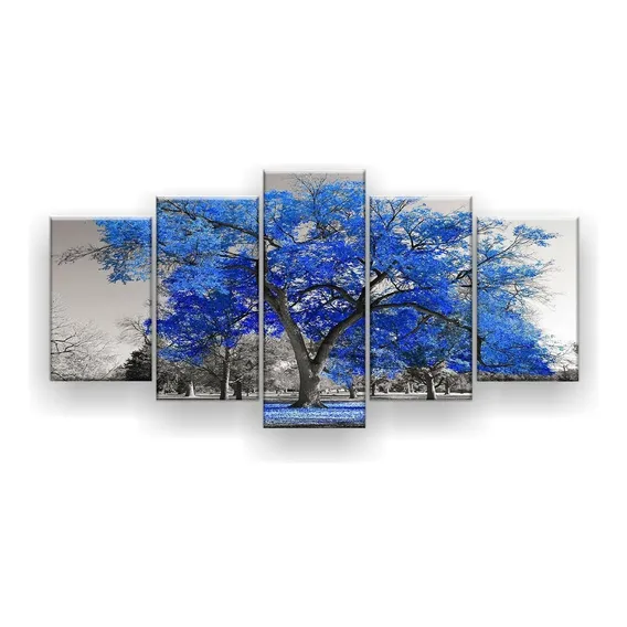 Quadro Decorativo Árvore Grande Azul 129x61 Foto 1