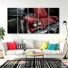 Quadro Decorativo Carro Antigo Vermelho 140x65 Foto mini  3