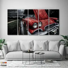 Quadro Decorativo Carro Antigo Vermelho 140x65 Foto mini  2