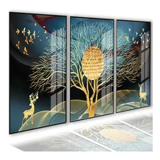 Quadro Decorativo Cervo Pintura Gold Abstrato Sala Hall Luxo Foto  mini 1
