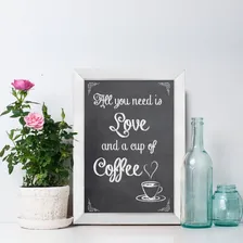 Quadro Decorativo Com Moldura Branca Amor E Café 22x32cm Foto  mini 1