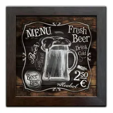 Quadro Decorativo Com Moldura Cerveja ArtÃstico - Kit De 4 Cor Madeira Foto mini 4