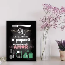 Quadro Decorativo Cozinha Pequena 33x24cm Preta Foto mini 1