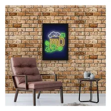 Quadro Decorativo Decorativo Copo Cerveja Simulando Neon Foto  mini 1
