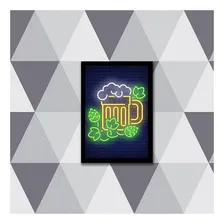 Quadro Decorativo Decorativo Copo Cerveja Simulando Neon Foto mini  2