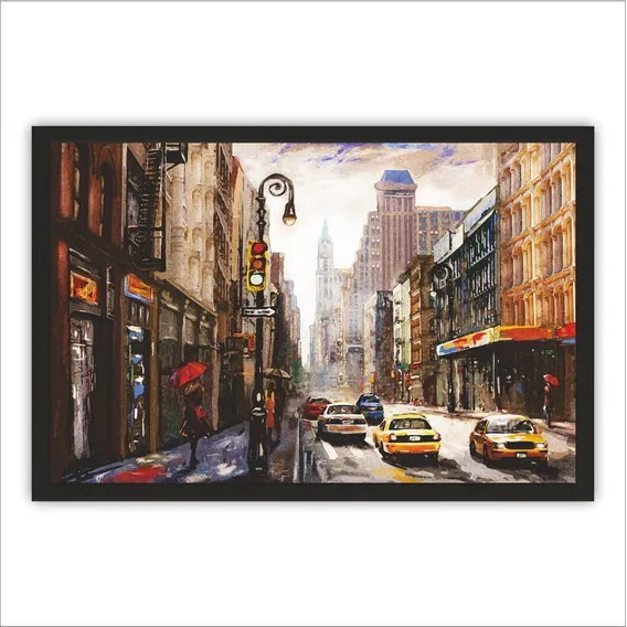 Quadro Decorativo Essencial Decor Quadro Decorativo Moldura De Madeira 60x40 Pintura Nova York Quadro Decorativo Moldura De Madeira 60x40 Pintura Nova York - Madeira Foto 1