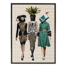 Quadro Decorativo Estilo Colagem Mulheres Retr么 34x23cm Foto mini 1