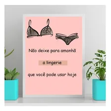 Quadro Decorativo Frase Lingerie 33x24cm Branca Foto mini 1