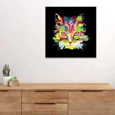 Quadro Decorativo Gato Colorido Midiapoparte 60x60 Cm Foto mini 3