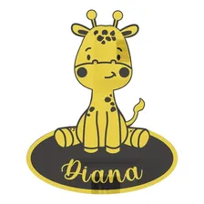 Quadro Decorativo  Girafa Com Nome Personalizado Cor Preto Foto  mini 1