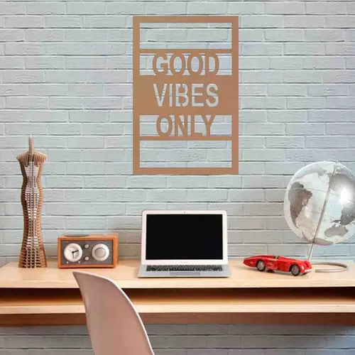 Quadro Decorativo Good Vibes Only 3mm Vazado - Mdf Foto 1