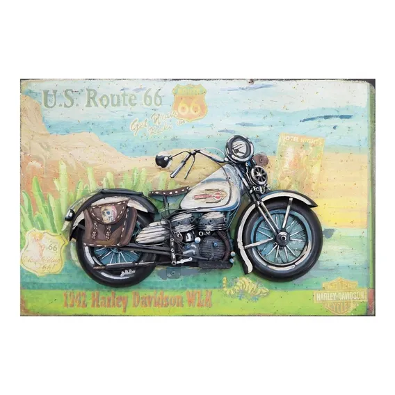 Quadro Decorativo Harley Davidson 3d Motorcycle 45x30cm - Ún Cor Único Foto 1