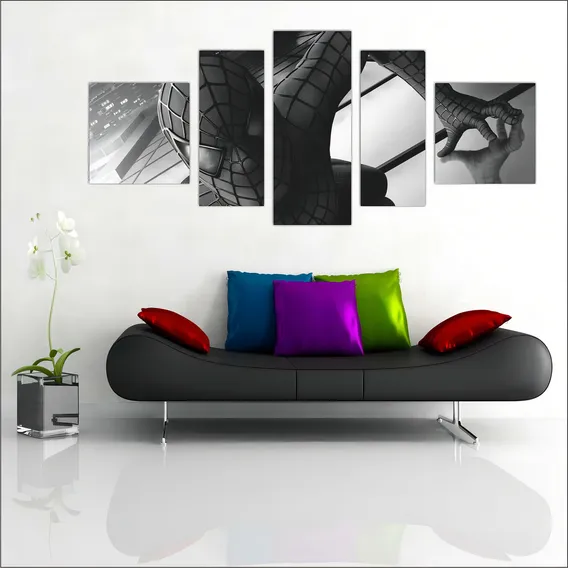 Quadro Decorativo Homem Aranha Preto E Branco Vingadores Gg Foto 1