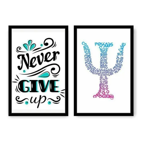 Quadro decorativo Imperio Quadro quadro decorativo never give up psicologia 76x57 sala quarto x 2cm - mdf Foto 1
