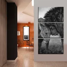Quadro Decorativo Leão Tigre Hall Sala Moderno Luxo Grande Cor da armação Borda Infinita Foto mini 2
