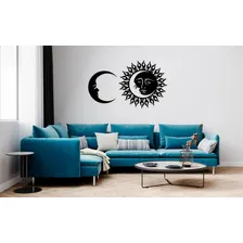 Quadro Decorativo Mandala Sol E Lua Preto 50cm Mdf 3mm Foto mini 2