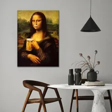 Quadro Decorativo Monaliza Bebendo Cerveja Foto mini 3