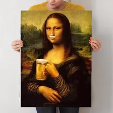 Quadro Decorativo Monaliza Bebendo Cerveja Foto mini 4