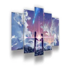 Quadro Decorativo Mosaico 5 Peças Mod466 Your Name Anime Foto mini 1