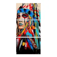 Quadro Decorativo Mosaico India Parede Sala 90x180 Cm Quarto Cor Ilustrado Armação Natural Foto mini 1
