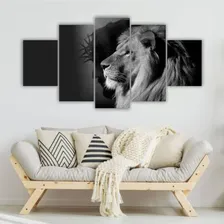 Quadro Decorativo Mosaico Leão De Judá Preto E Branco 5 Pçs Foto mini 4