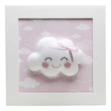 Quadro Decorativo Nuvem Com Carinha Rosa BebĂȘ Infantil Foto mini 1