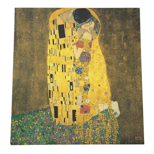 Quadro decorativo PlimShop Quadro quadro o beijo gustav klimt canvas arte decorativo 80x80cm - madeira Foto 1