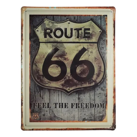 Quadro Decorativo Quarto Sala Polido Brilhante Cor Route 66 Foto 1