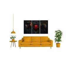 Quadro Decorativo Sala Grande Kit Quadro Decorativo Cor Branco Desenho Macacos Foto mini 2