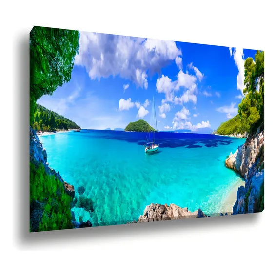 Quadro Decorativo Tela Canvas Paisagem Praia Sol Mar 150x100 Foto 1