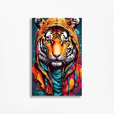 Quadro Decorativo Tigre Colorido Impressão Digital 65x40 Foto  mini 1