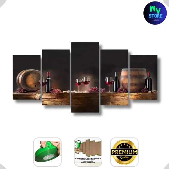 Quadro Decorativo Vinho Uva Adega Cozinha Sala Copa Taça 3mm Foto 1