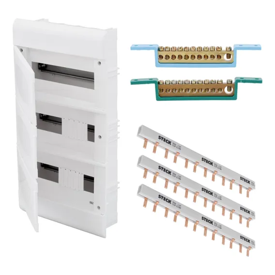 Quadro Embutir P/36 Disj + Barramento Bif Neutro/terra Steck Foto 1