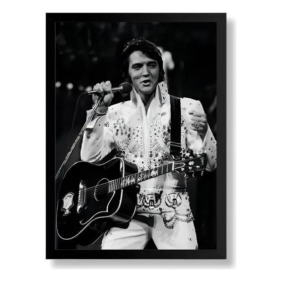 Quadro Emoldurado Poste Elvis Presley Rock Classico Retro A3 Foto 1