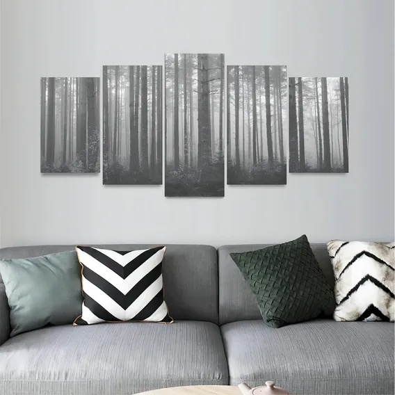 Quadro Floresta Natureza Em Preto E Branco Mosaico Foto 1