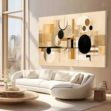 Quadro Formas Geométricas Moderno Sala Tons Marrom 90x120cm Foto mini 1