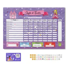 Quadro Incentivo E Tarefas Infantil Meninas + 46 Ímãs Foto  mini 1